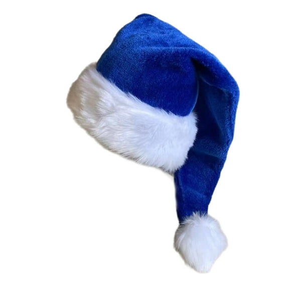 Acahhotxx Party Headdress, Christmas Santa Hat Thicken Plush and White Furry Brim for Christmas Parties Dress Up Cosplay Multicolored - Royal Blue