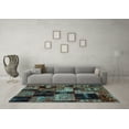 thumbnail image 3 of Ahgly Company Indoor Round Patchwork Light Blue Transitional Area Rugs, 5' Round, 3 of 4