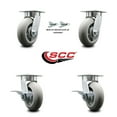 thumbnail image 2 of 6 Inch Kingpinless Thermoplastic Rubber Wheel Caster Set 2 Swivel Locks 2 Brakes, 2 of 2