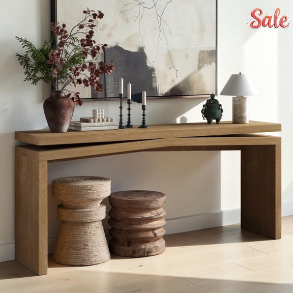 GZXS 60 Inch Long Console Table, Farmhouse Entryway Table, Rustic Sofa Table for Living Room, Foyer, Hallway, Antique Brown