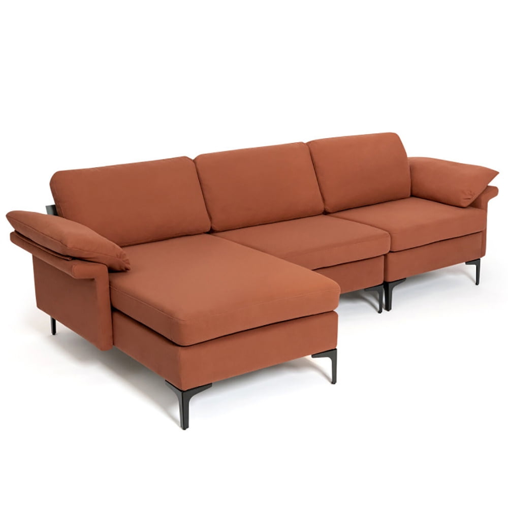 Finihen L-shaped Sectional Sofa Couch, Convertible Sectional Sofa, Extra Large Modular L-shaped Sectional Sofa with Reversible Chaise for 4-5 People, for Living Room, Rust Red Finihen L-shaped Sectional Sofa Couch, Convertible Sectional Sofa, Extra Large Modular L-shaped Sectional Sofa with Reversible Chaise for 4-5 People, for Living Room, Rust Red