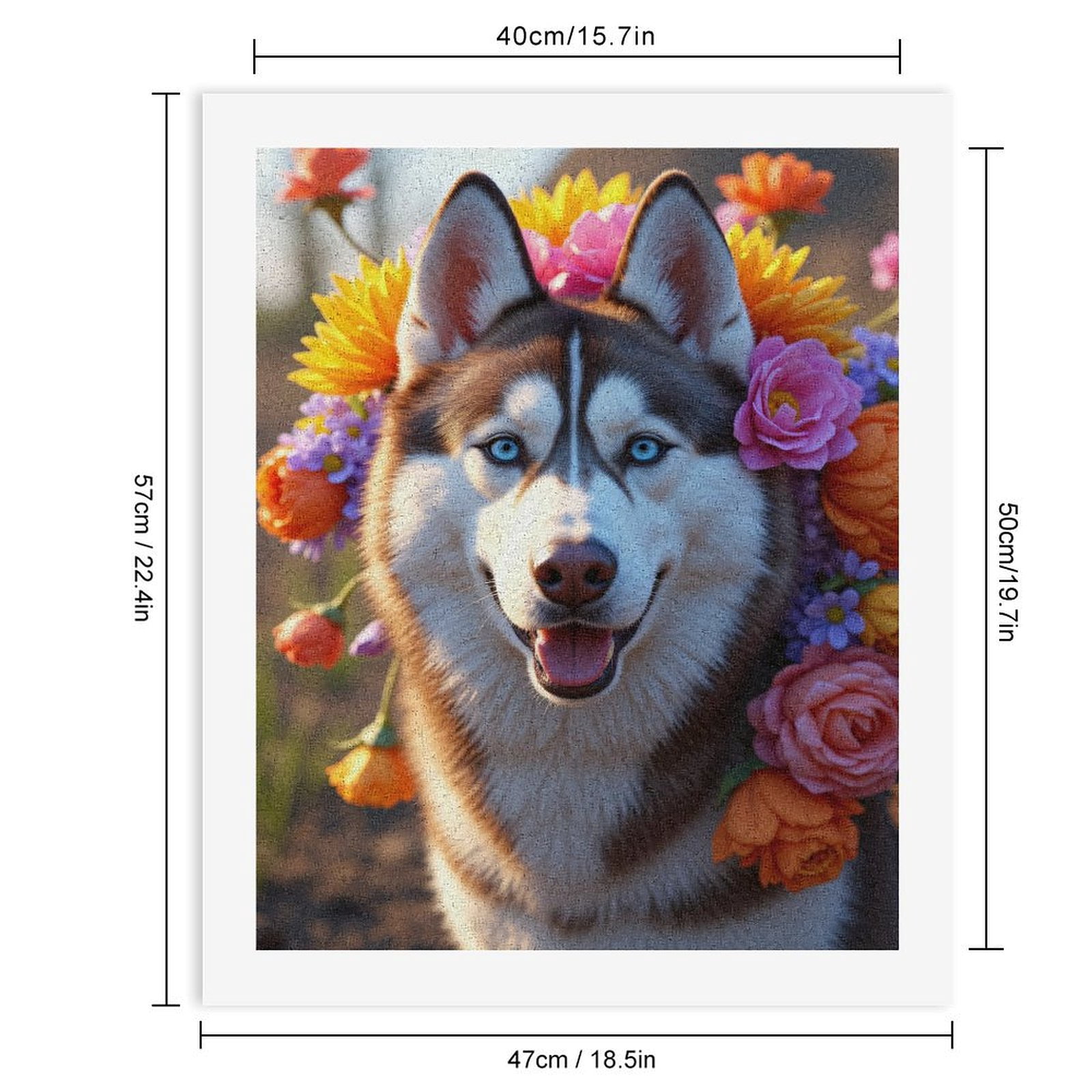 Paint By Numbers Kit for Adults Beginner - DIY Bright Husky Floral Portrait Canvas Painting Kits for Adults, Frameless Paint By Number for Adults for Home Wall Decor 16x20 Inch