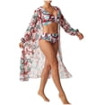 thumbnail image 2 of Ailaofu Women's Floral Bikini Sets with Mesh Cover Up, Top Swim Trunks 3 Piece, 2 of 7