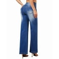 thumbnail image 3 of roswear Women's Wide Leg High Waisted Jeans Stretchy Trendy Denim Jeans, 3 of 5