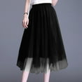 thumbnail image 3 of Womens Midi Tulle Skirts Mesh Party Long Elastic High Waist A-Line Pleated Flowy Tutu Skirts Black S, 3 of 4