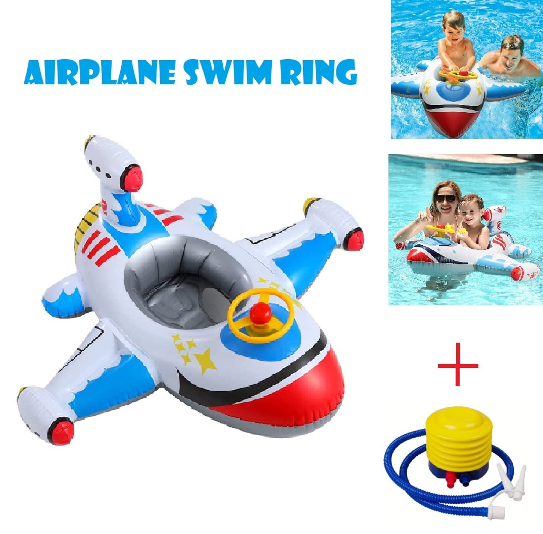 Airplane Swim Float for Pool, Kids Inflatable Pool Float with Safety