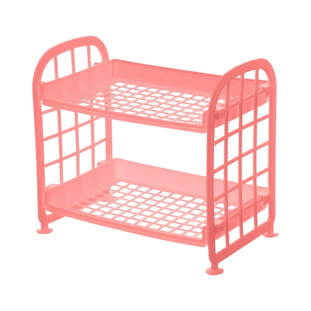 Organizador de estantes de mesa de 2 niveles, organizador multifunción para despensa, especias de cocina, estante de baño, organizador de estantes de mesa (rosa)