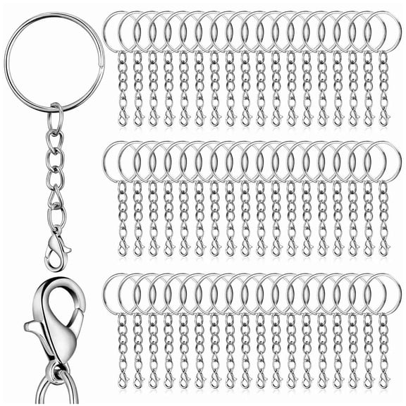 Key Ring with Chain,25mm Key Rings,Key Chains for Crafting,100 Pieces of Key Chains for Crafting,DIY Key Chains for Key Crafts