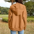 thumbnail image 6 of Women's Solid Color Zip Up Hooded Sweatshirt, Oversized Loose Fit with Drawstring Hood and Pockets, Thick Warm Material for Fall Winter Fashion, Casual Jackets for Streetwear, Daily Wear Brown L, 6 of 8