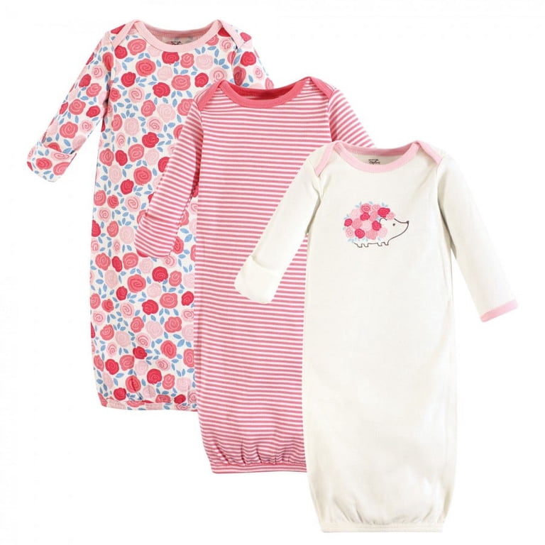 Touched by Nature Baby Girl Organic Cotton Gowns, 3-Pack, 0-6M photo 1