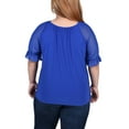 thumbnail image 3 of NY Collection Women's Plus Size Short Ruffle Sleeve Top with Rhinestones, 3 of 4