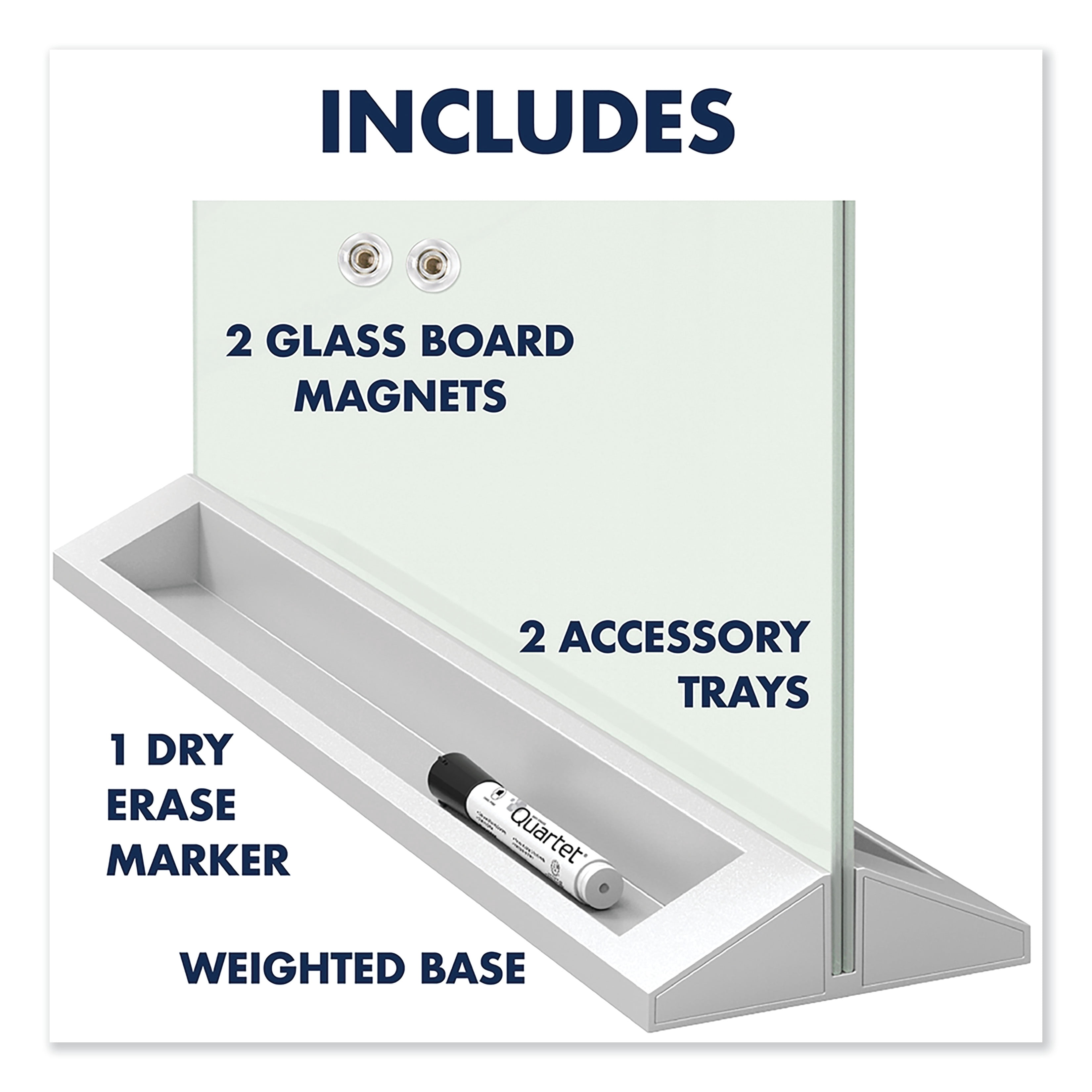 Quartet Desktop Magnetic Glass Dry-Erase Panel, 23" x 17", White -QRTGDP1723W