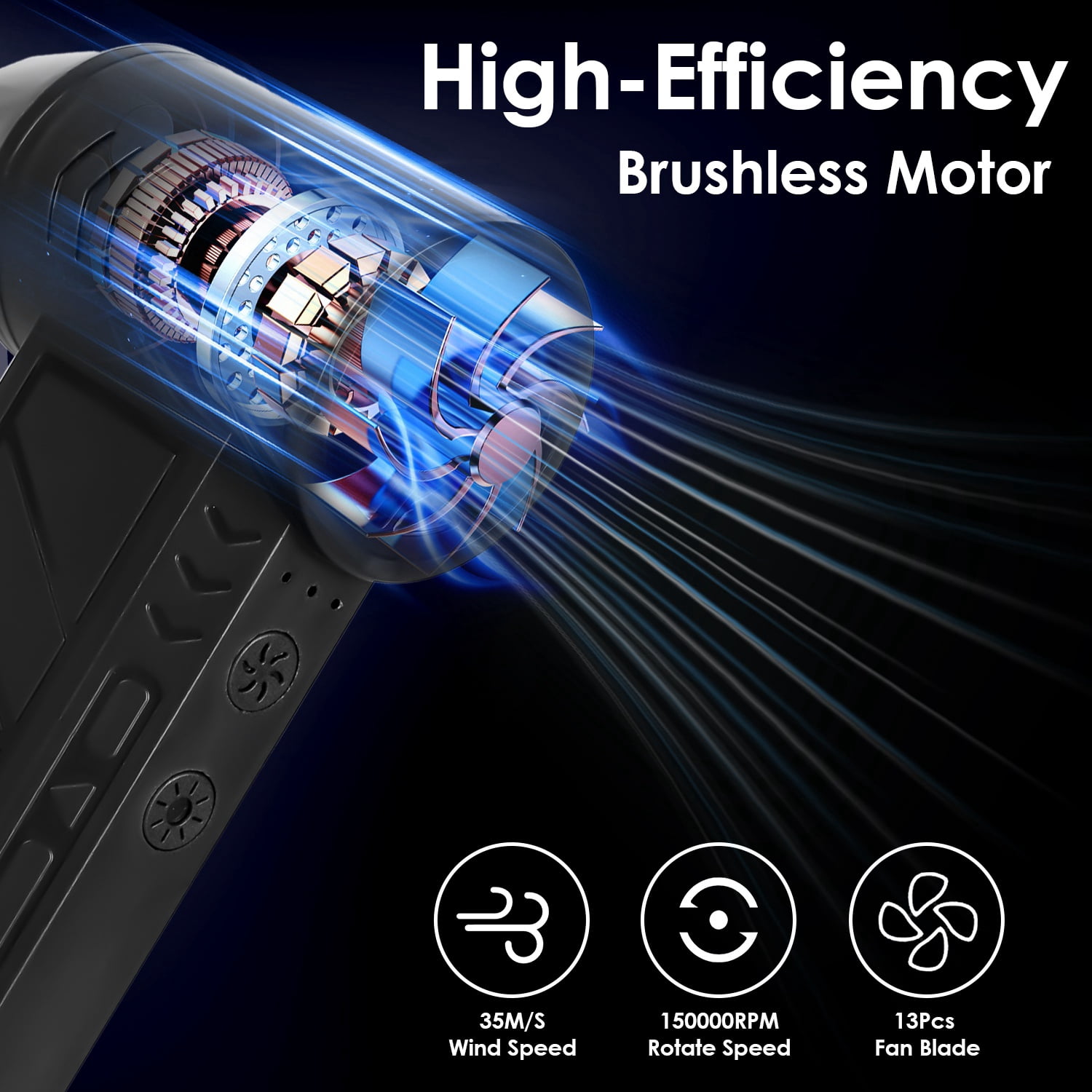 iMounTEK 4 Gear Compressed Air Duster 150000RPM Electric Air Duster with LED Light Cordless Air Blower for Keyboard Electric Devices Cleaning