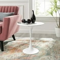 thumbnail image 2 of Sofa Side Table, Round, White, Wood, Metal Steel, Modern Contemporary Mid-Century, Living Lounge Cafe Room Hotel Lobby Hospitality, 2 of 6