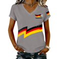 thumbnail image 1 of Women's Germany Football Graphic T-Shirt, V-Neck Casual Letter Print T-Shirt, Fashion Short Sleeve Graphic Tee, Summer Daily Lightweight Tops for Soccer Tournament 2026 Light Gray Size: XL, 1 of 4