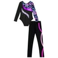 thumbnail image 4 of Alvivi Kids Girls Gymnastics Athletic Outfits Ice Skating Ballet Dance Leotard with Leggings Pants Starry Black&Hot Pink 6, 4 of 6