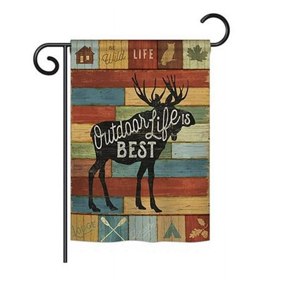 Breeze Decor BD-OU-G-109051-IP-BO-D-US18-WA 13 x 18.5 in. Outdoor Life Is Best Nature Impressions Decorative Vertical Double Sided Garden Flag