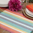 thumbnail image 2 of Fennco Styles Colorful Dobby Stripe Fringe Cotton Placemats 13" W x 19" L, Set of 4 - Multicolored Table Mats for Home Décor, Dining Table, Holiday, Banquets and Special Occasions, 2 of 4