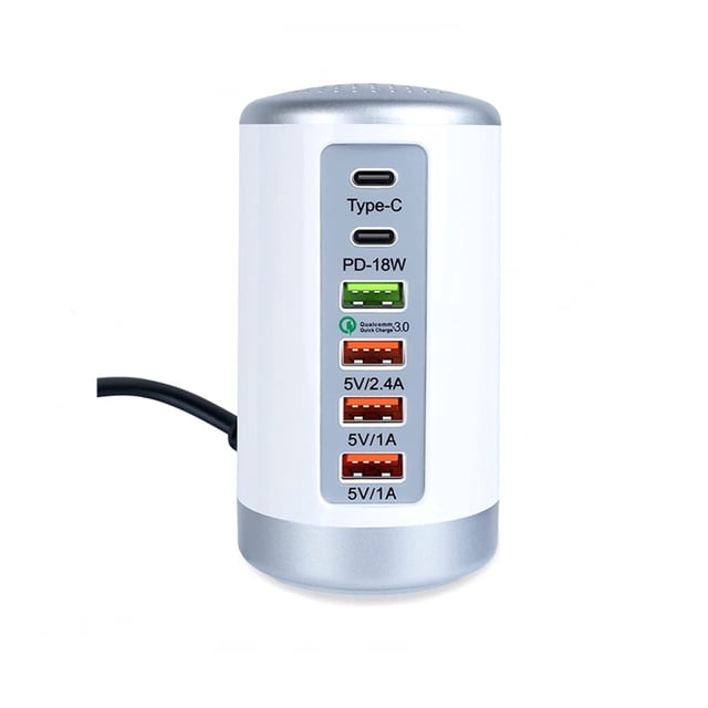 USB Charging Station,Universal 65W USB Fast Charger HUB Quick Charge QC3.0 Multi 6 Port USB Type C PD Charger Charging Station ,Easy to Use