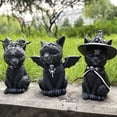 thumbnail image 3 of Gato, Adornos Artesanales De Resina De Gato De Halloween, Escultura De Animales Para Estanterías, Patio Trasero, Balcón Scienceny HA041890-02, 3 of 6