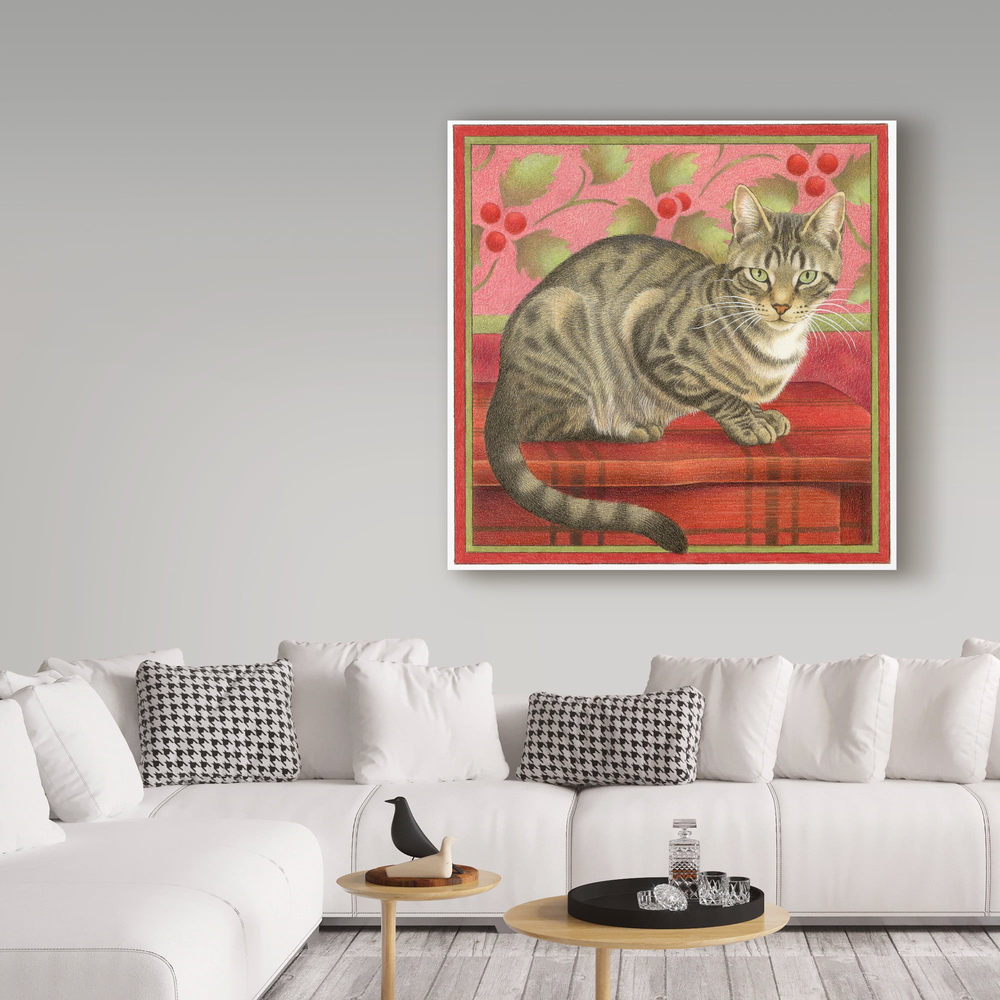 Trademark Fine Art 'Gray Cat On Red' Canvas Art by Francien Van Westering