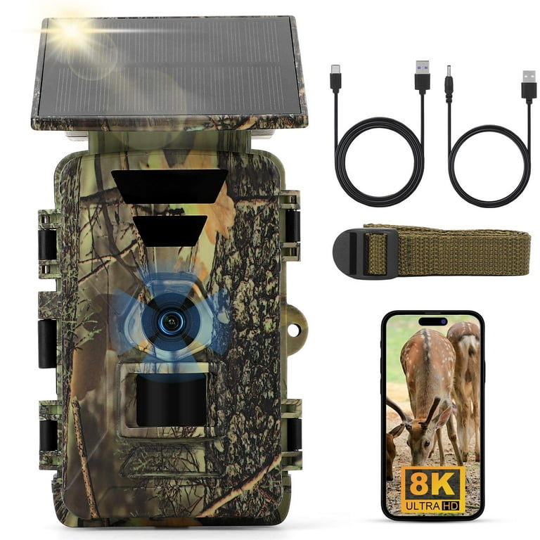 Solar Trail Camera 8K UHD WiFi Trail Camera , 60MP Hunting Camera