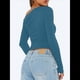 thumbnail image 5 of Blusa Informal de Larga con Cuello y Hombros Descubiertos para Mujer, Ajustada, para Salir, Estilo Y2K Azul Vaquero XS, 5 of 7