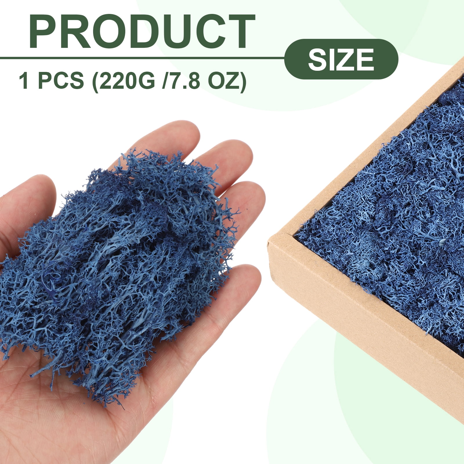 Uxcell 7.8oz Preserved Reindeer Moss Dark Blue Decorative Artificial Fake Moss