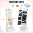 thumbnail image 5 of Garvee Kids Jewelry Armoire Cabinet with Full-Length Mirror & LED Lights, Gilrs Standing Jewelry Organizer, White, 5 of 7
