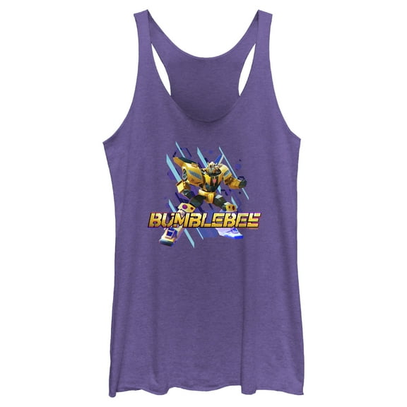 Women's Transformers: EarthSpark Bumblebee Portrait  Racerback Tank Top Purple Heather 2X Large