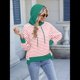 thumbnail image 5 of Sudadera de Rayas de Gran Tamaño para Mujer, Sudadera con Capucha de Bloques de Color, Jersey de Larga, Ropa Y2K Rosa y XL, 5 of 10