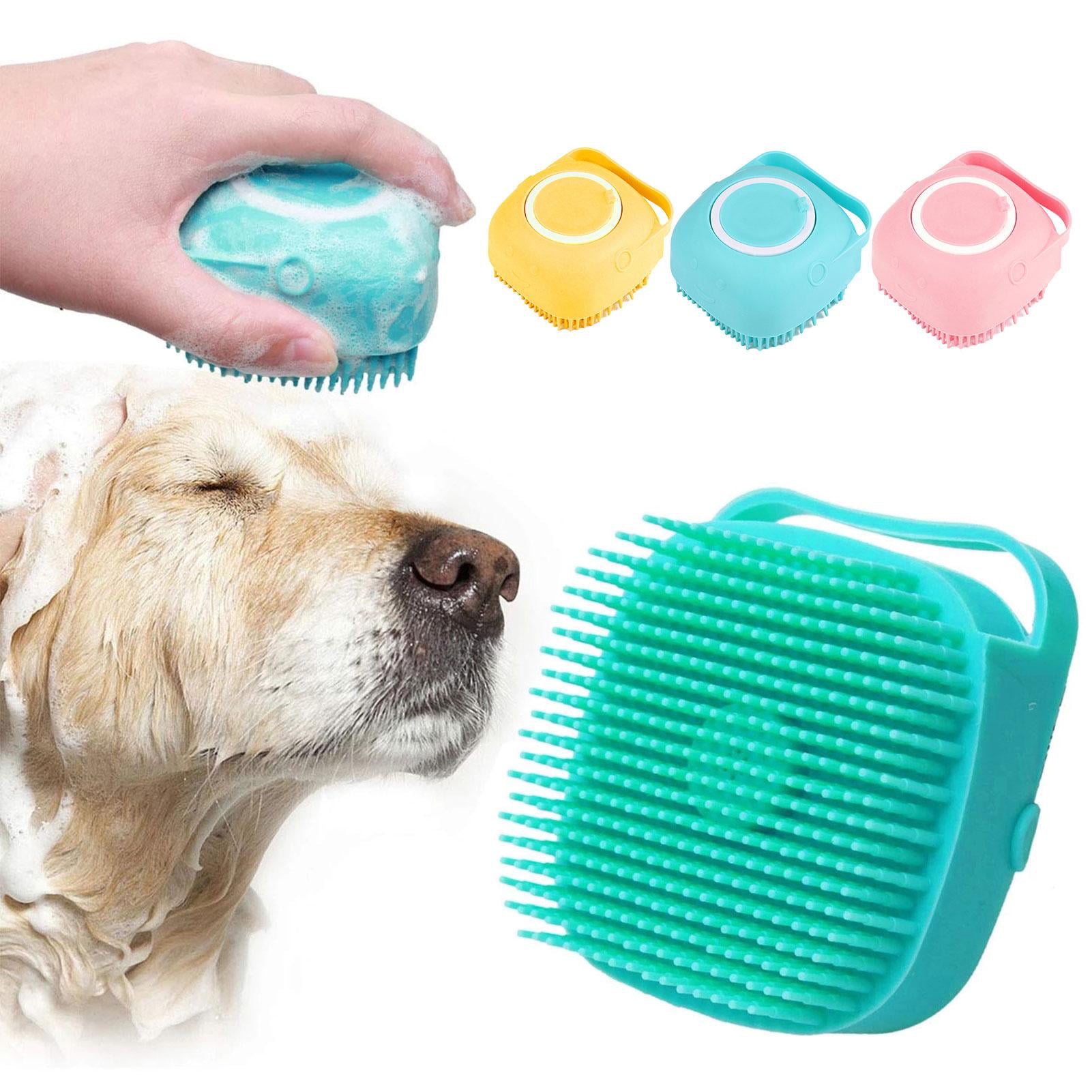 Green Dog Bath Brush Best Dog Owner Gifts for Short to Medium Hair Dogs Grooming Brush and Massager for Pets Dog Deshedding Brush Gently Removes Loose Hair Anti Slip Brush for Dogs