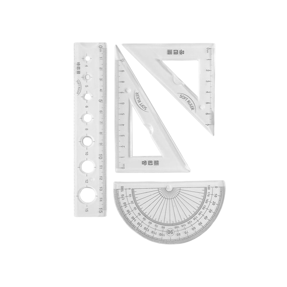 4pcs Student Drawing Ruler Set MultiPurpose Stationery Ruler Set for