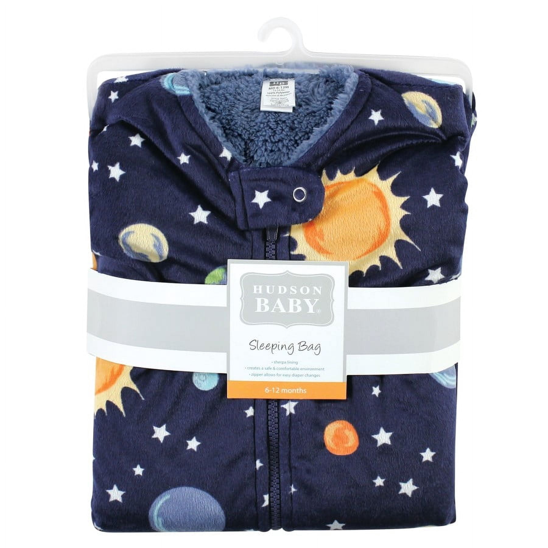 Hudson Baby Infant Boy Mink with Faux Shearling Inner Sleeping Bag, Sack, Blanket, Solar System, 18-24 Months