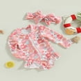 thumbnail image 3 of CNKOO Kids Baby Girls Rash Guard Swimsuit Romper Zipper Long Sleeve Sun Protection Bathing Suit Pink Flower 9-12 Months, 3 of 7