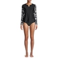 thumbnail image 2 of Time and Tru Women's Long Sleeve Rash Guard Swim Cover Up, 2 of 6