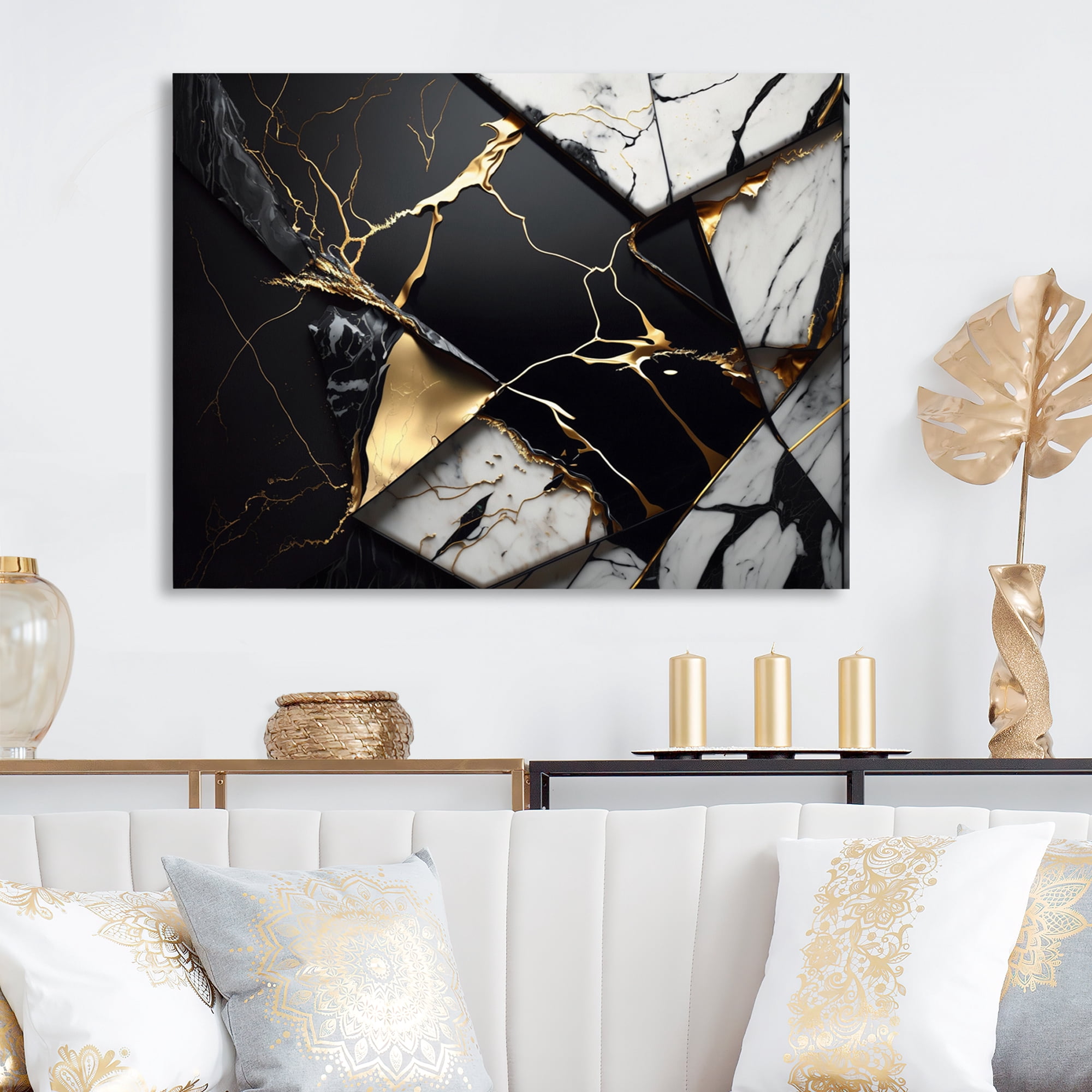 Designart Abstract Geode Gold IV Canvas Wall Art