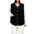 thumbnail image 2 of Zedker Womens Waistcoat Fleece Lightweight Vest Sleeveless Button Down Jacket Coat ,Plus Size Black XXL, 2 of 6