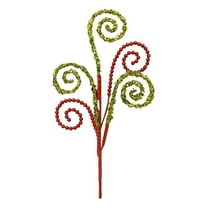 25" Sequin and Bead Swirl Spray: Green/Red