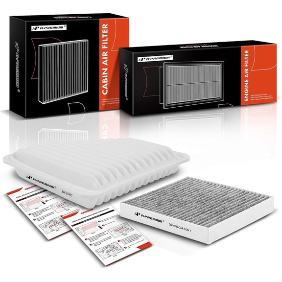 A-Premium 2-PC Engine & Cabin Air Filter with Activated Carbon Compatible with Toyota Camry 2007-2011, 2006-2012, Corolla, Matrix, Avalon, Venza & Scion tC, xB & Lexus ES350 & Pontiac Vibe