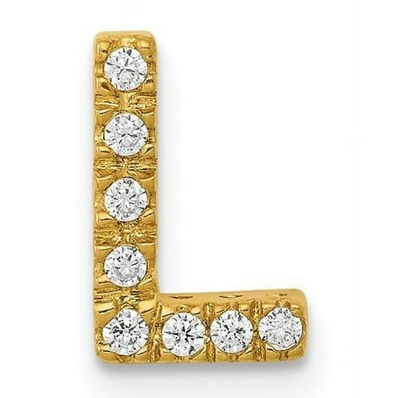 14K Yellow Gold Diamond 0.08-CT Letter L Initial Charm Pendant