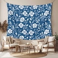 thumbnail image 2 of Blue White Floral Large Tapestry for Bedroom Wall Hanging Tapestry, Farmhouse Retro Botanical Leaves Ceiling Backdrop Tapestries Poster Blanket Wall Decor for Teens Room Living Room Dorm 86" x 104", 2 of 8