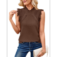 thumbnail image 2 of Suéter Sin Mangas para Mujer, Cuello Alto, Punto , Flecos, Corta, Estilo Bohemio, Moderno, Color Café, Talla S, 2 of 10