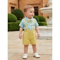 thumbnail image 4 of BemeyourBBs Toddler Baby Boy Gentleman Church Outfit Infant Baby Boys Summer Clothes Short Sleeve Button Down Bowtie Shirt Suspender Shorts Overalls Set Toddler Boy Summer Holiday Beach Outfit, 4 of 9
