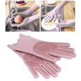 thumbnail image 4 of Guantes de limpieza Guantes de lavado Accesorio de cocina Guantes de silicona Anti-escaldado Guantes impermeables para lavar platos para el hogar Cocina Baño Rosa polvoriento ANGGREK Otros, 4 of 8