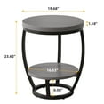 thumbnail image 4 of Condemo Round End Table with Storage Shelf, 2-Tier Industrial Side Table for Living Room or Bedroom, Gray Brown & Black, 4 of 8