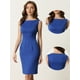 thumbnail image 2 of Vestido tubo sin mangas para mujer cuello barco casual vestidos de oficina Azul L, 2 of 6