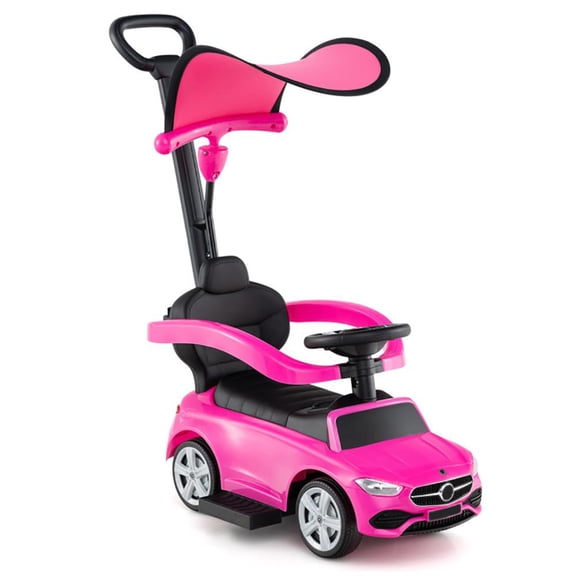 Topcobe 3-in-1 Ride on Push Car Mercedes-Benz Licensed Sliding Car with Canopy, Kid's Toys for Indoor Outdoor, Ideal Gift for Toddlers-Pink