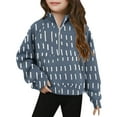 thumbnail image 2 of MKOSPLRT Fall Sweatshirts for Girl 5-14Y Long Sleeve Zip Up Casual Pullover Tops Casual Striped Raglan Shirts Loose Fit Crop Tops with Thumb Holes, 2 of 5