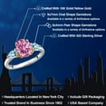thumbnail image 2 of Gem Stone King 925 Silver and 10K Yellow Gold Pink Moissanite and Sky Blue Topaz Engagement Ring for Women | 3.00 Cttw | Oval 9X7MM | Gemstone Birthstone | Size 9, 2 of 6